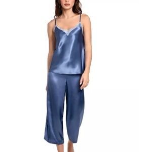 NWT Linea Donatella Cropped Satin Pajama Set